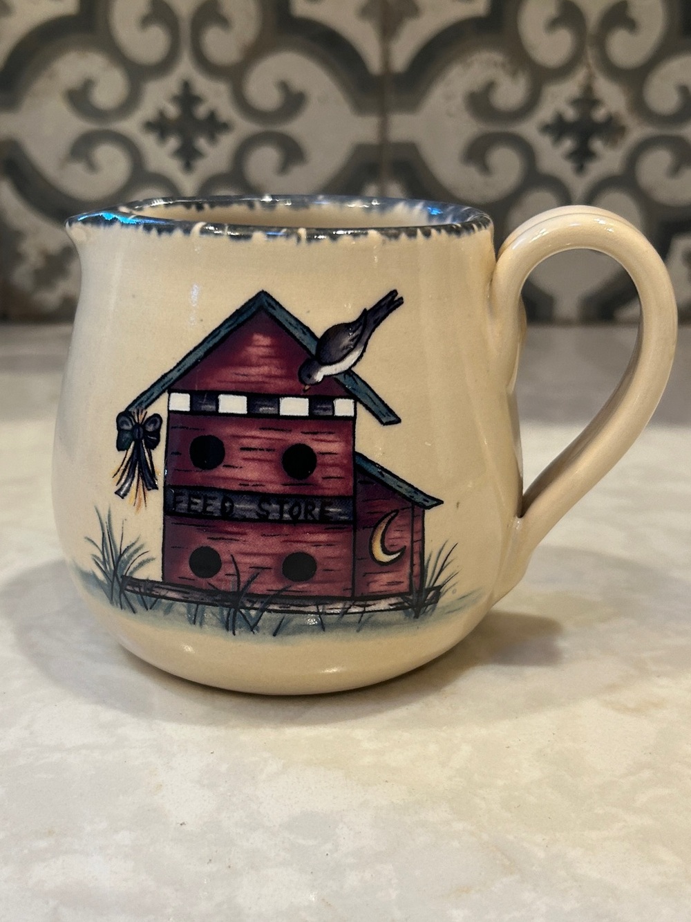 Y2K- 2003 Home & Garden Party Feed Store Birdhouse Creamer Hand Turned- EUC